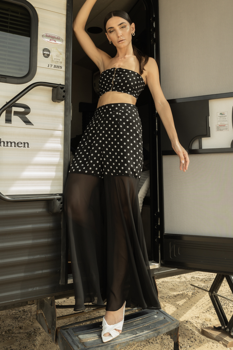 Dotted Sheer-Element Pants